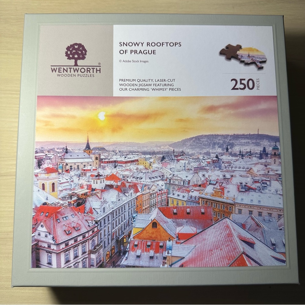 Snowy Rooftops of Prague Wooden Puzzle
